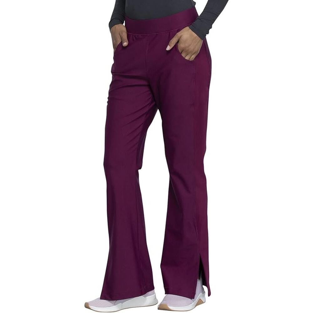 Cherokee Form Women Scrubs Pant Mid Rise Moderate Flare CK091 Tall Medium Wine